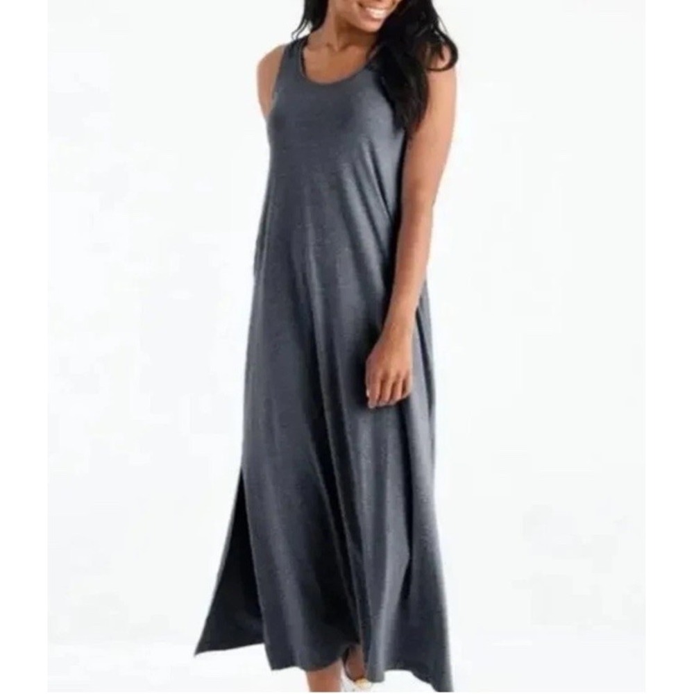 Free‎ Fly Women' Bamboo Heritage Midi Maxi Dress Sleeveless Pockets Gray Small